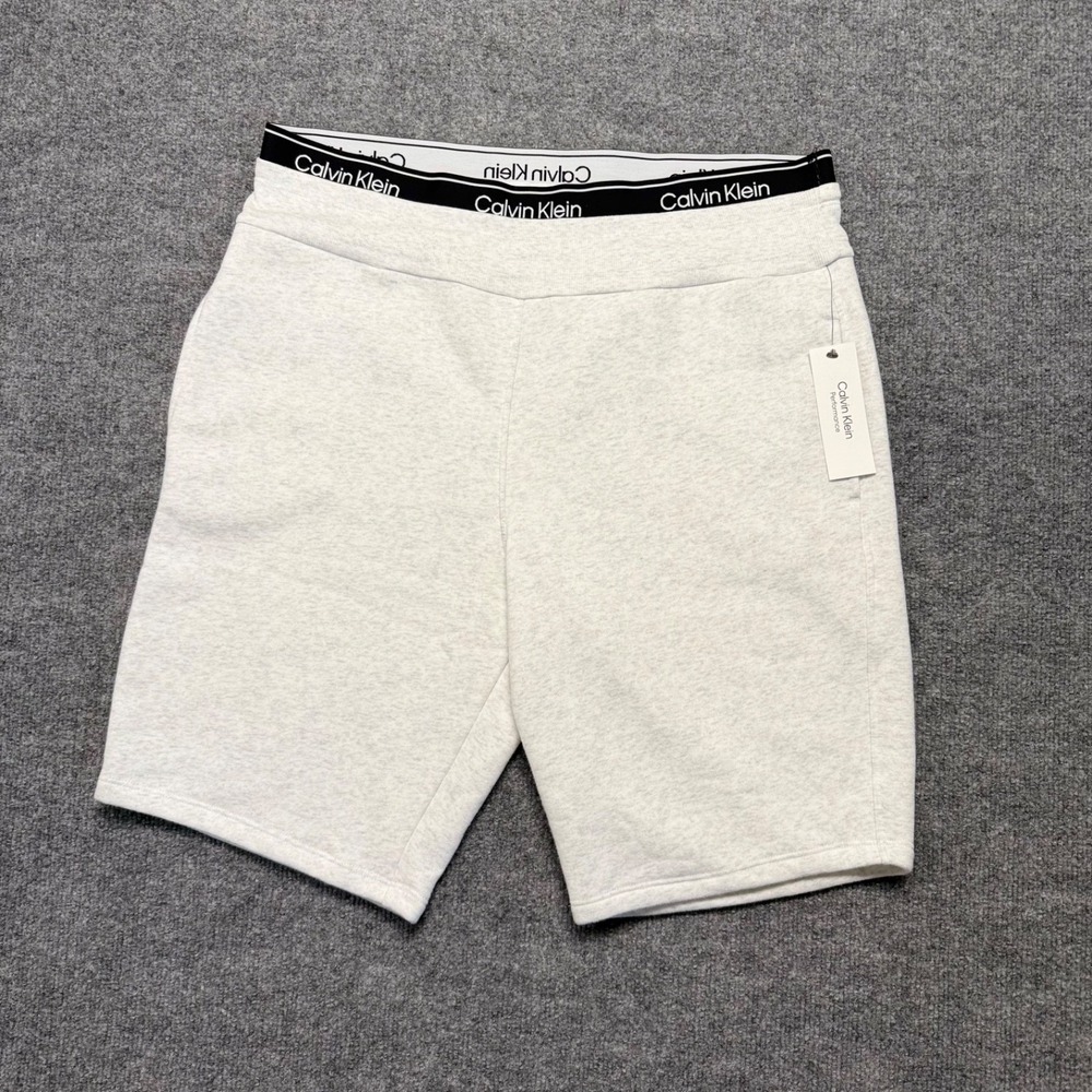 Calvin Klein Shorts Mens XL Heather‎ Gray Performance Elastic Waist Fleece NWT